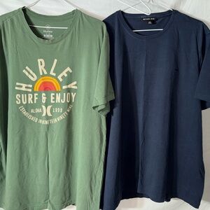 Hurley Men's Surf & Enjoy Green and Navy Tees